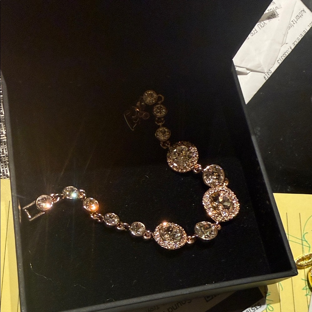 Sparkling Rose Gold tone Crystal Bracelet - Women Jewelry